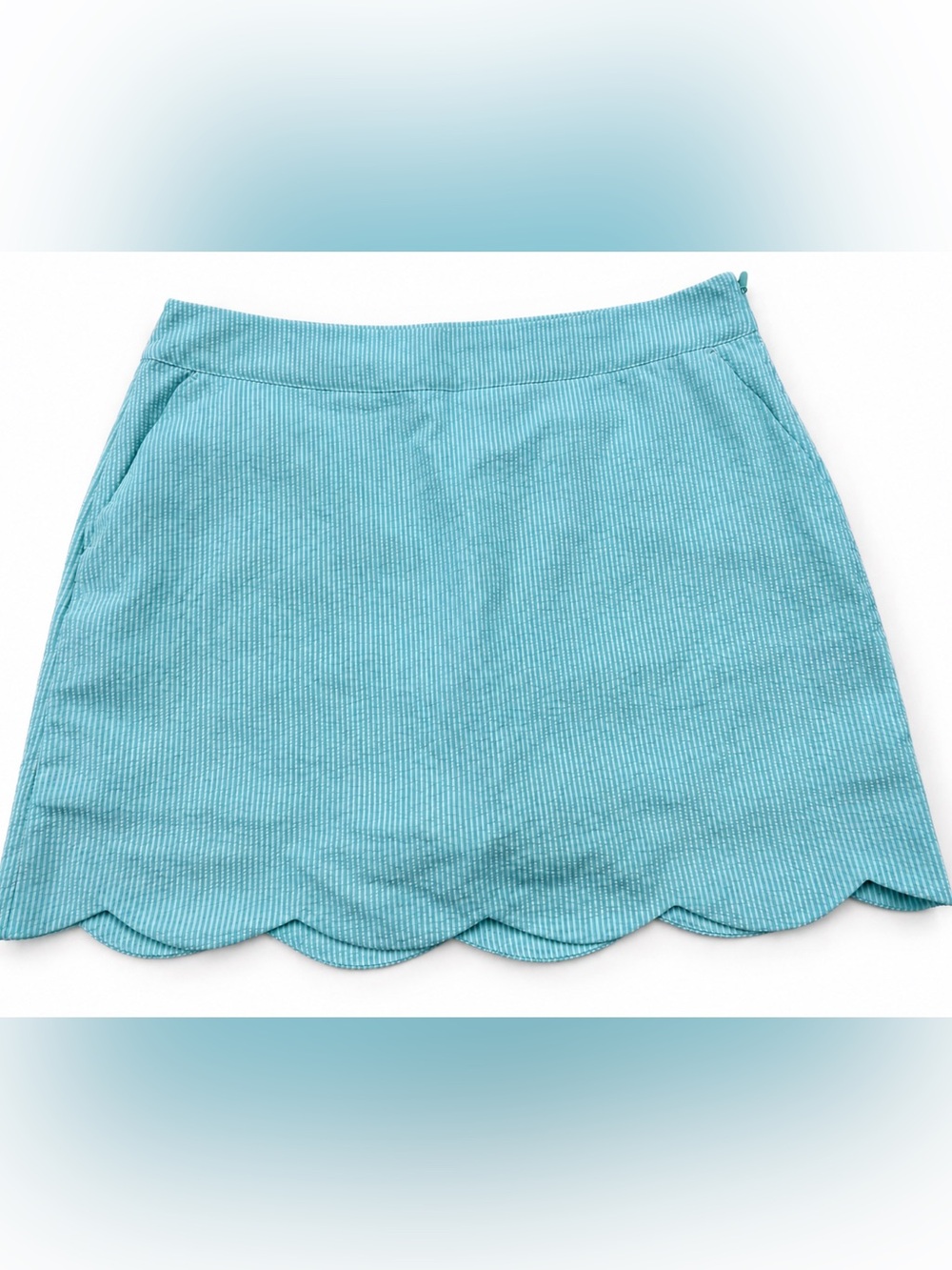 Vineyard Vines Aqua Scalloped Hem Mini Skirt